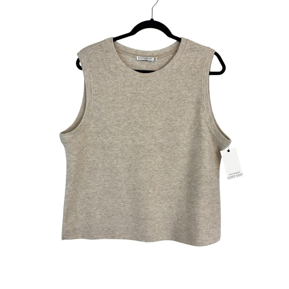 Dictionary Cozy Edit Sleeveless Knit Top Heather Oatmeal Women XL NWT‎ Casual
